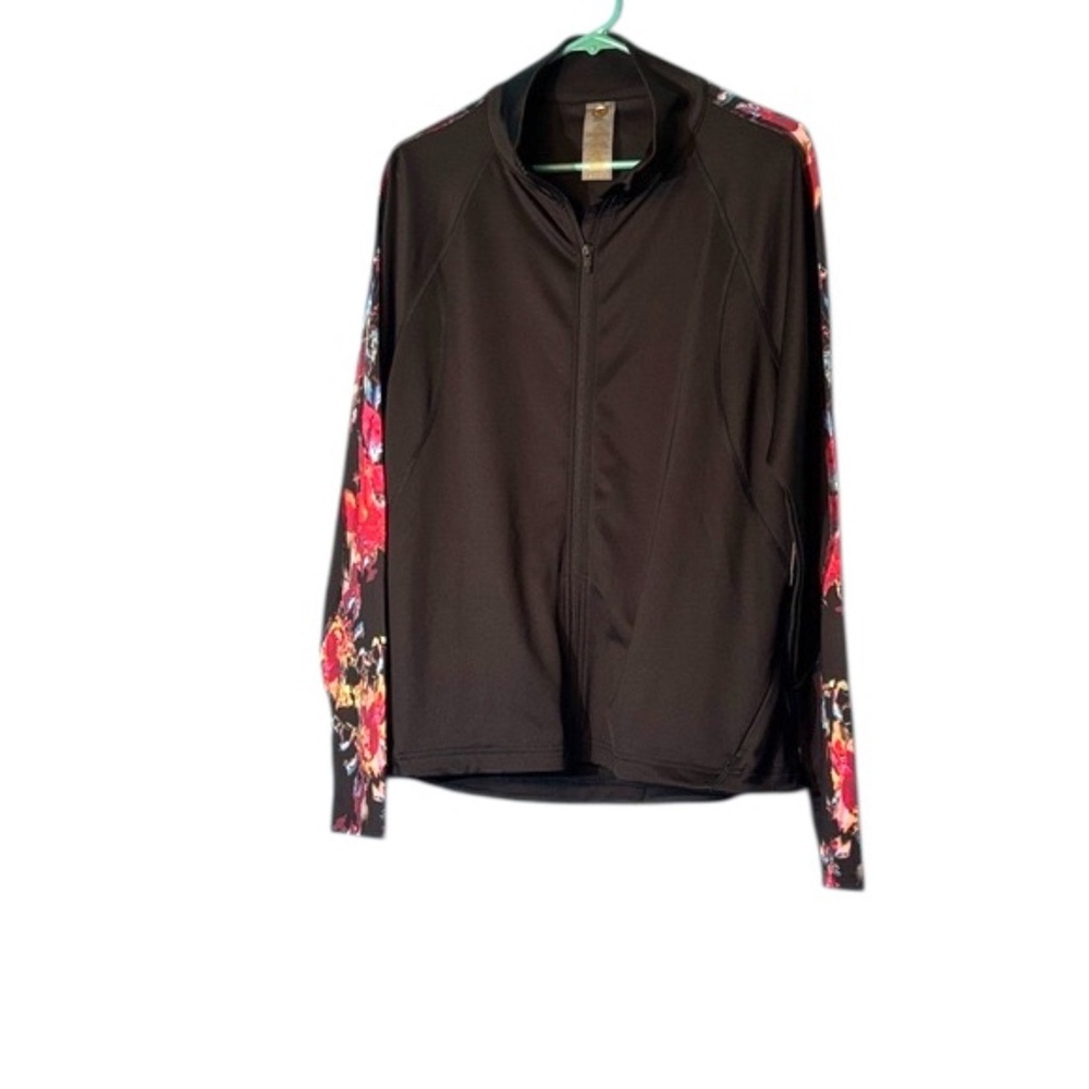 NWOT-Black Utility Jacket with Floral Sleeves